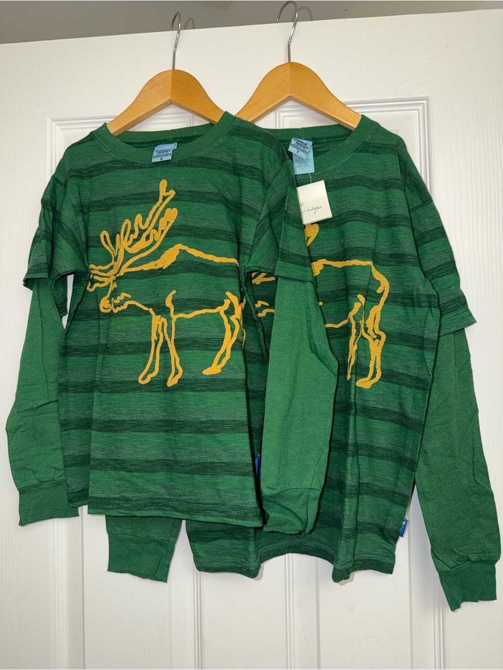 Charlie Rocket Green Striped Tee with Mustard Yellow Graphic